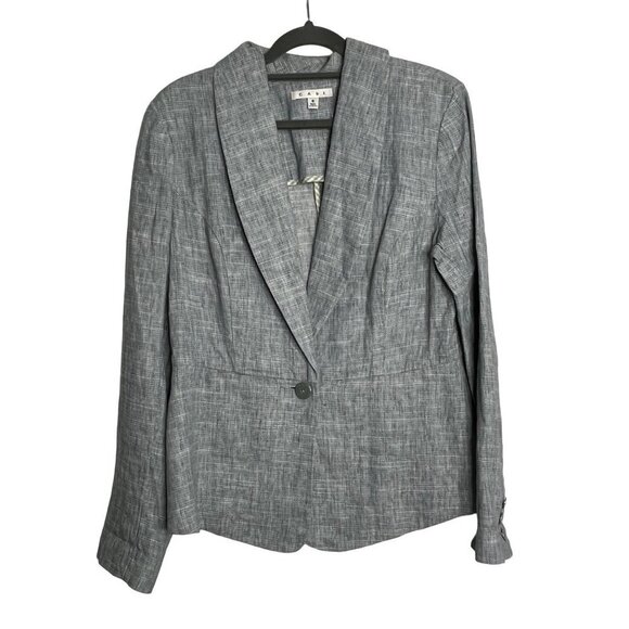 Cabi Beachwalk Linen Cotton Blend‎ Blazer Light Blue One Button Closure Size 8 - Picture 1 of 9